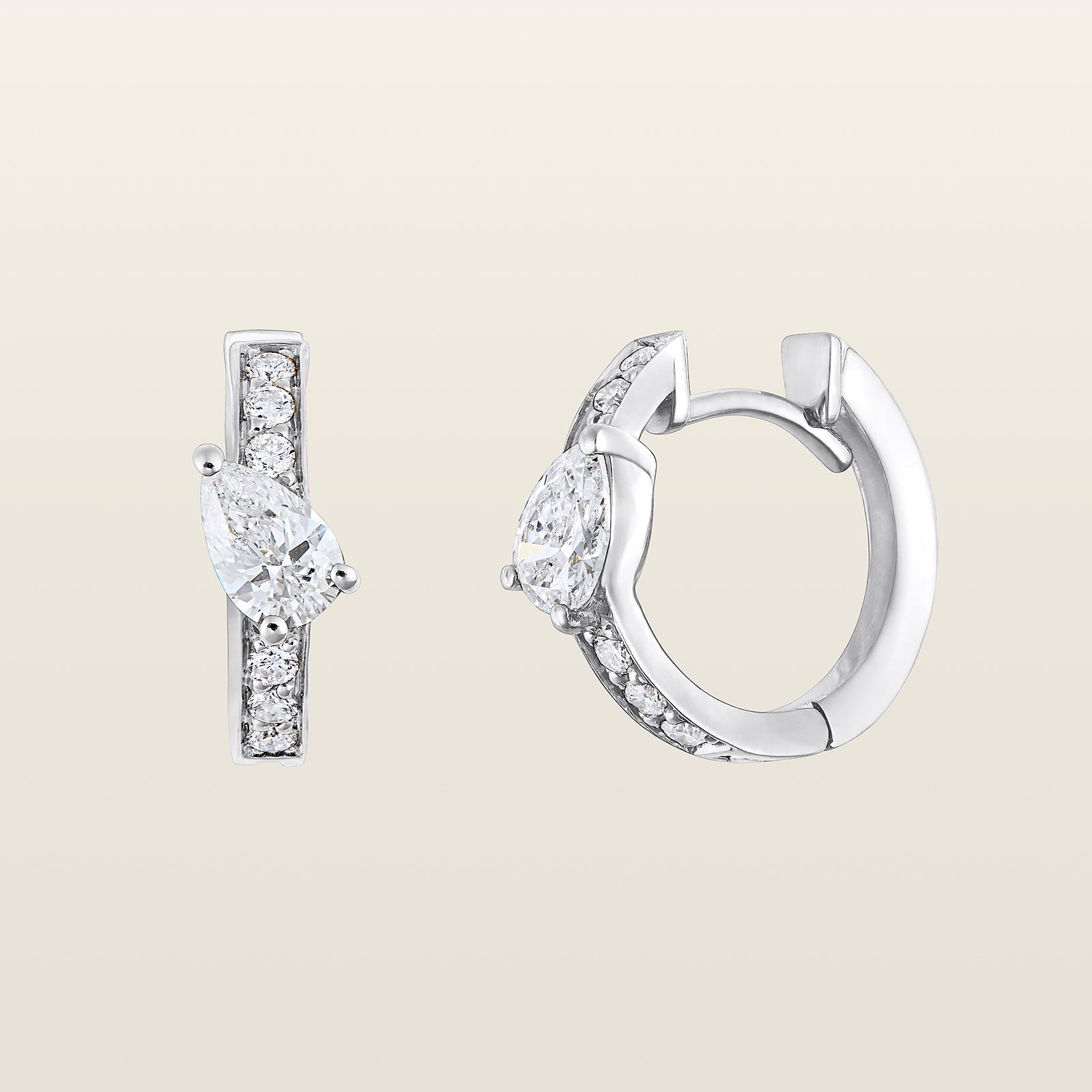 DéliceBoucles d'oreilles créoles, or, diamants taille poire, diamants - NM