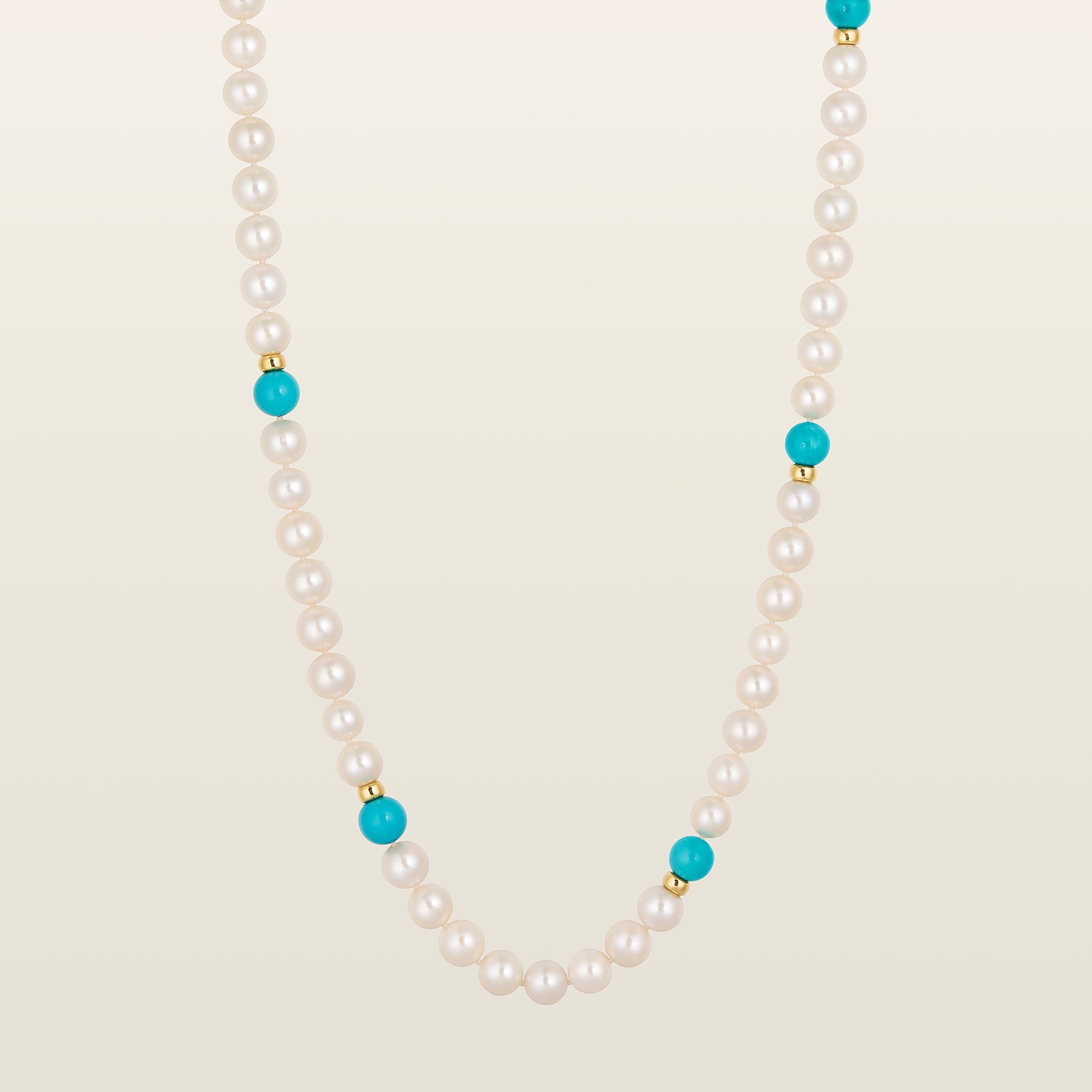 Sautoir perles eau douce et turquoises