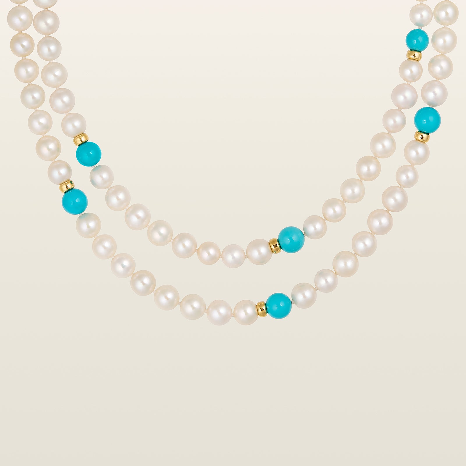 Sautoir perles eau douce et turquoises