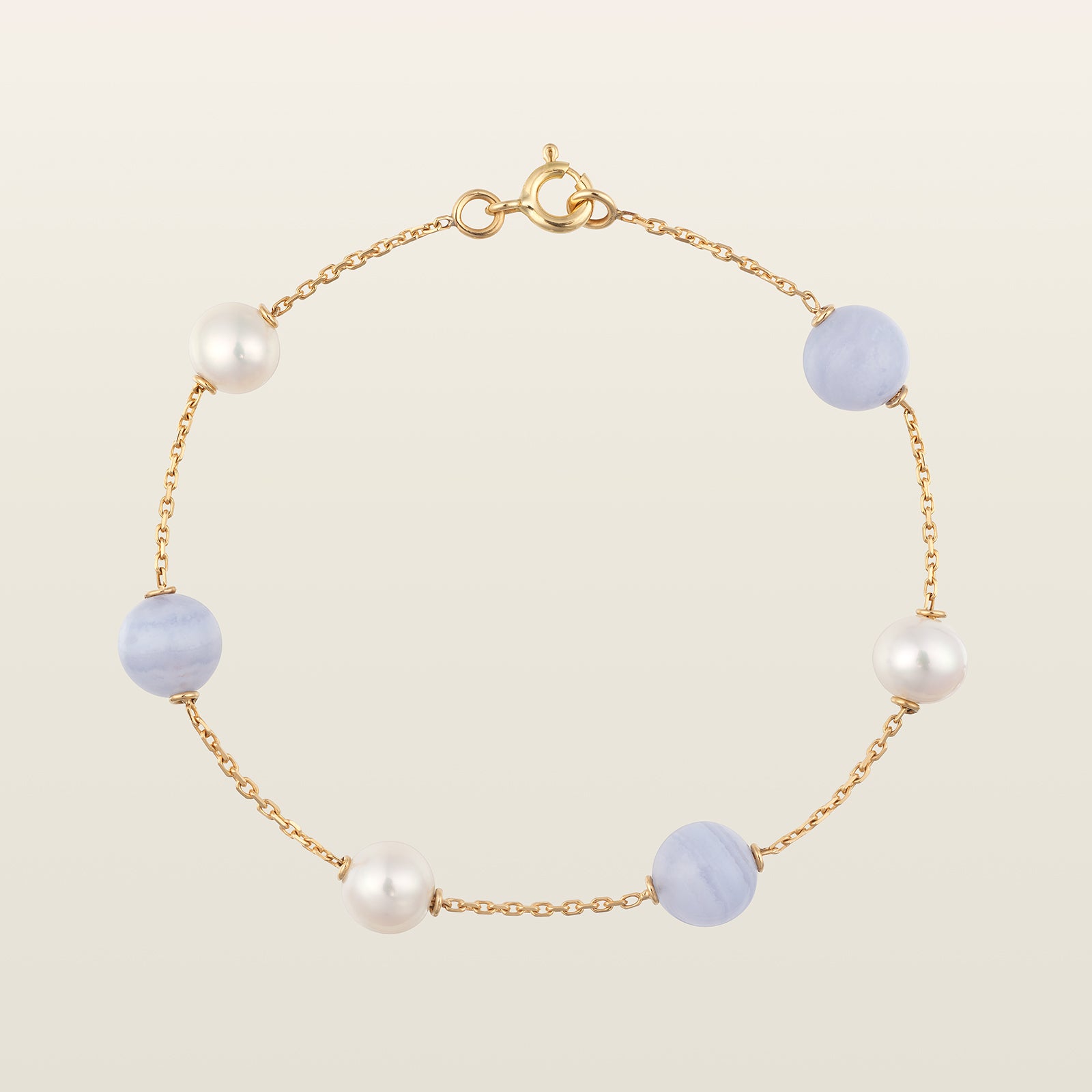 Bracelet perles eau douce & calcédoine