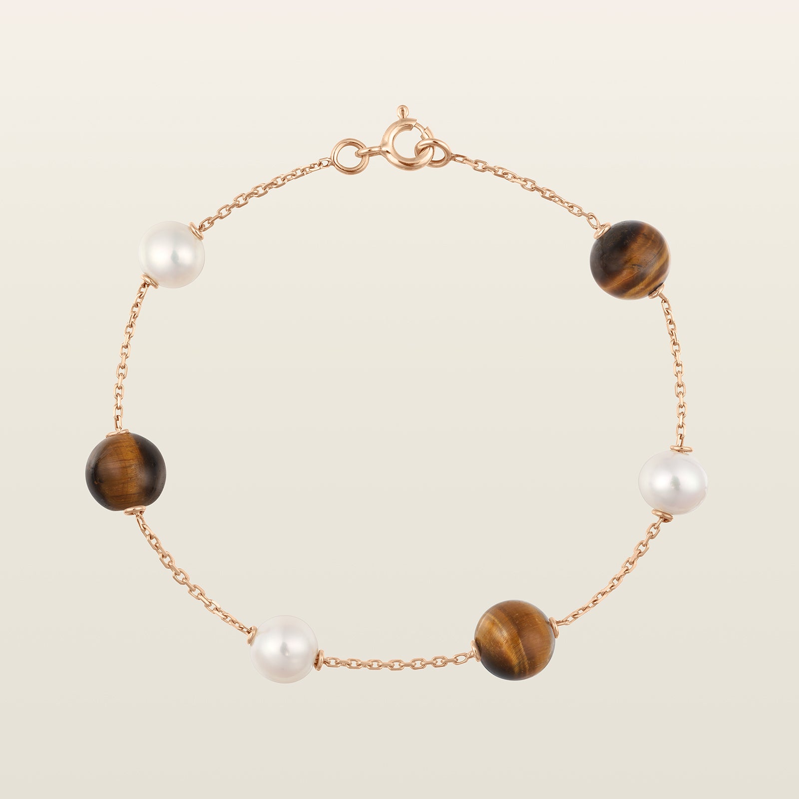 Bracelet perles eau douce & oeil de tigre