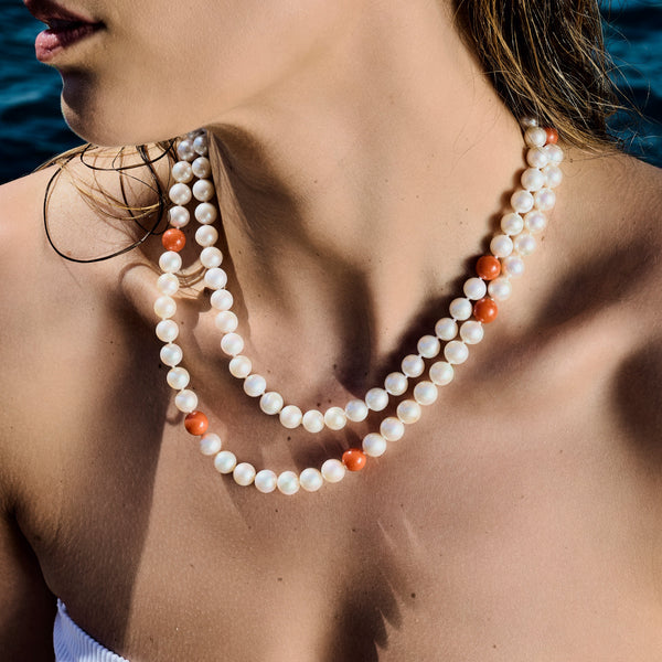 Collier perles et corailsCollier, perle eau douce, corail, or  - Pellegrin