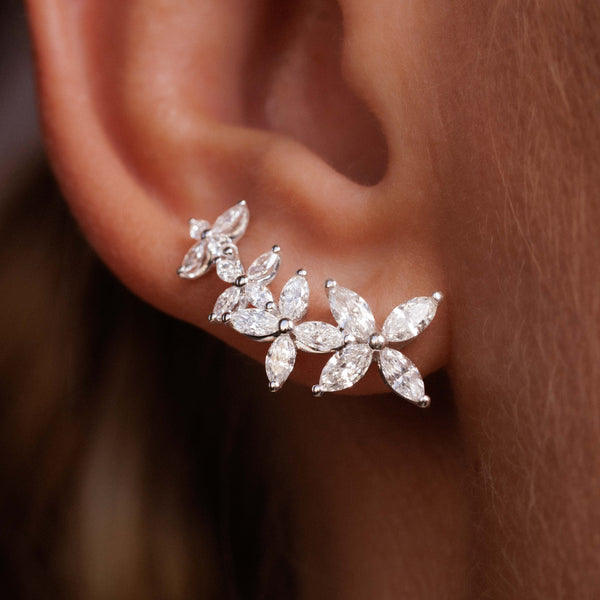 ChanceBoucles d'oreilles or blanc diamants taille marquise - IT