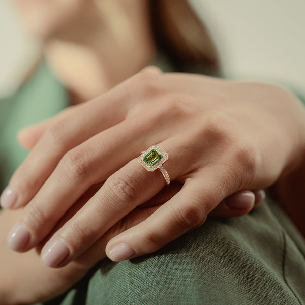 VendômeBague, or rose, saphir vert, diamants - PF