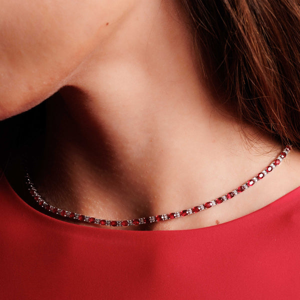 Rivière rubisCollier rivière or blanc rubis et diamants - MID